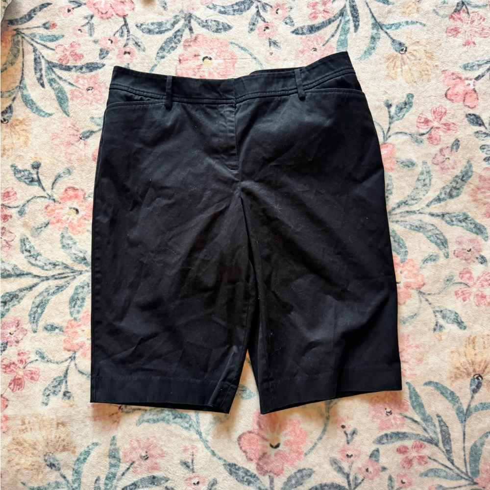 Talbots Twill Navy Blue Bermudas with Pink Trim